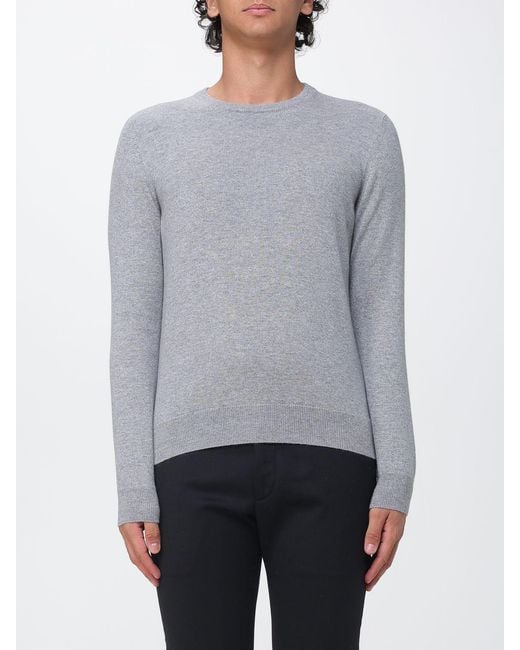 Malo Gray Pure Cashmere Crewneck Jumper With Ribbed Trims for men