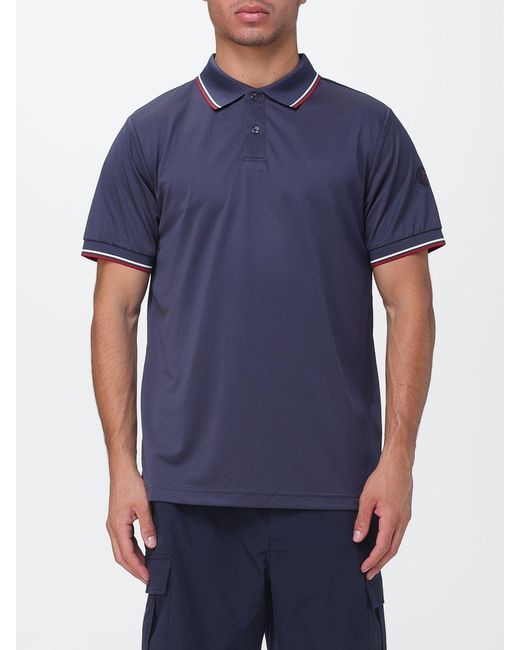 Save The Duck Blue Short-Sleeved Jersey Polo Shirt With Contrast Logo for men