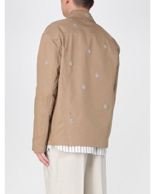 Golden Goose Deluxe Brand Natural Jacket With Floral Embroidery And Full Zip for men