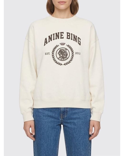Anine Bing White Cotton Crewneck Sweatshirt With Logo
