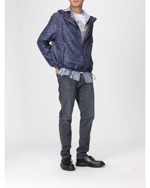 Etro Blue Cotton Shirt With Paisley Print for men
