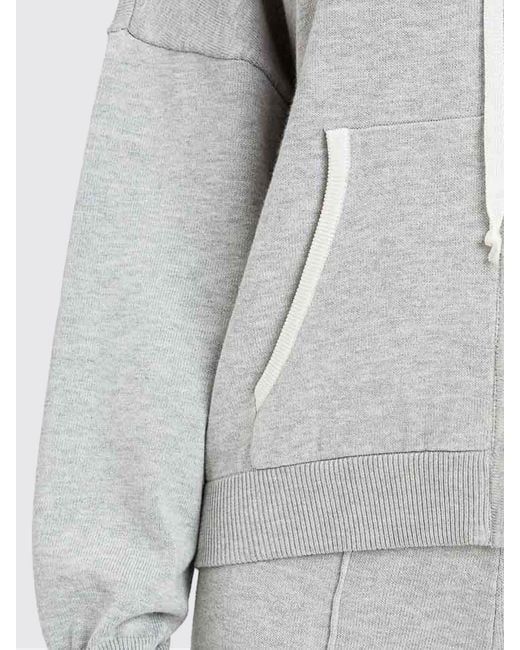 Twinset Gray Cotton Blend Hooded Sweatshirt
