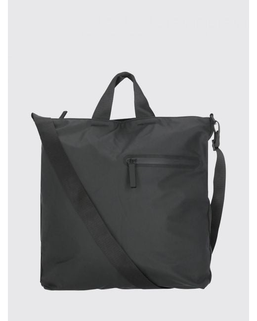 Rains Black Dash Waterproof Polyurethane Tote Bag With Adjustable Shoulder Strap