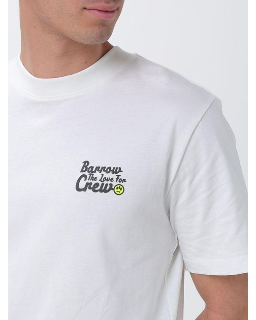 Barrow White Printed Cotton T-Shirt for men