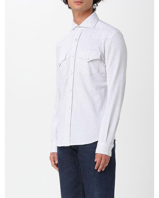 Brunello Cucinelli White Cotton Shirt for men