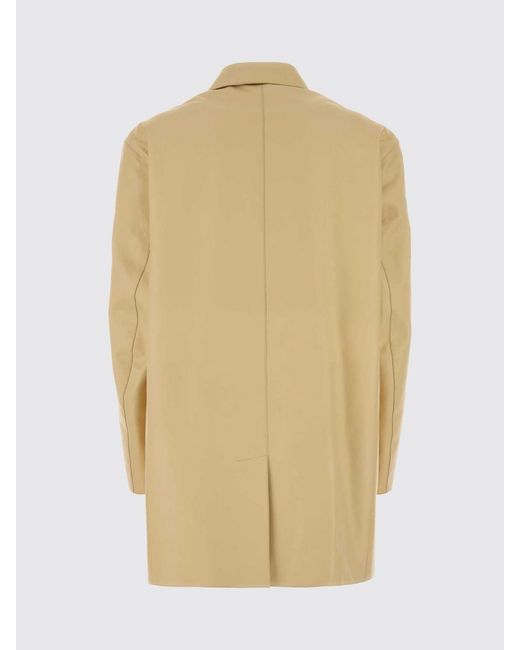 Jil Sander Natural Long Smooth Calfskin Leather Jacket With Classic Lapels