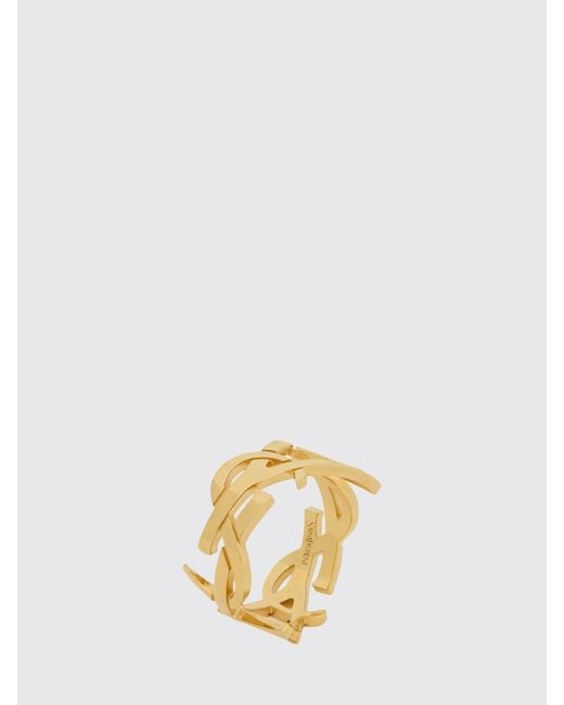 Saint Laurent Metallic Cassandre Brass Band Ring With Ysl Monogram