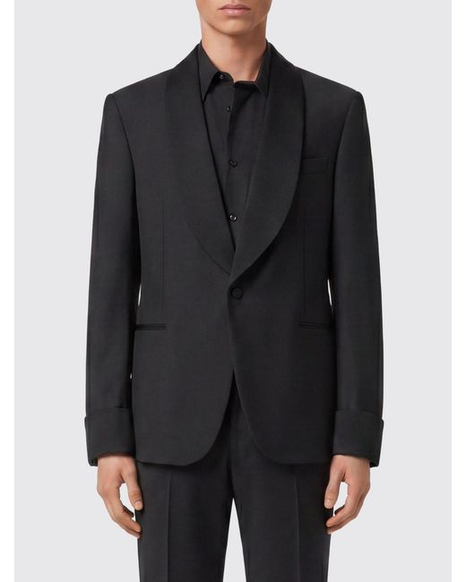 Billionaire Black Single-Breasted Wool Blazer for men