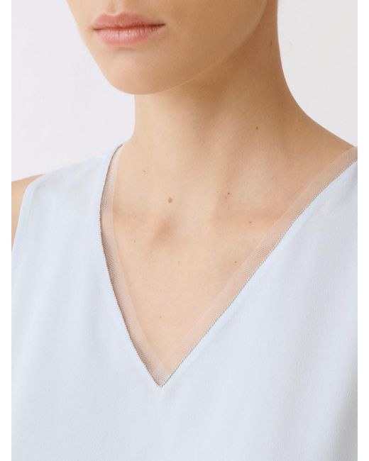 Fabiana Filippi Blue Silk Blend Basic Top