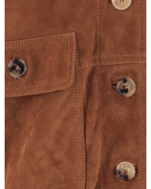 Valentino Garavani Brown Suede Lambskin Bomber Jacket With Hood And Relaxed Fit