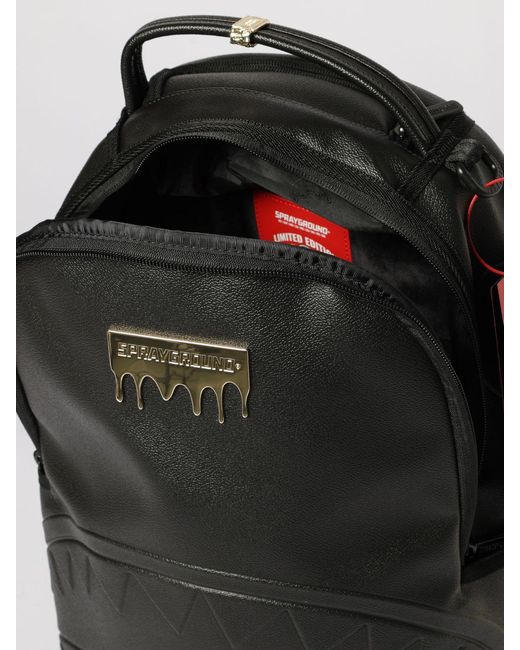 Sprayground Black Synthetic Leather Backpack With Embossed Logo for men