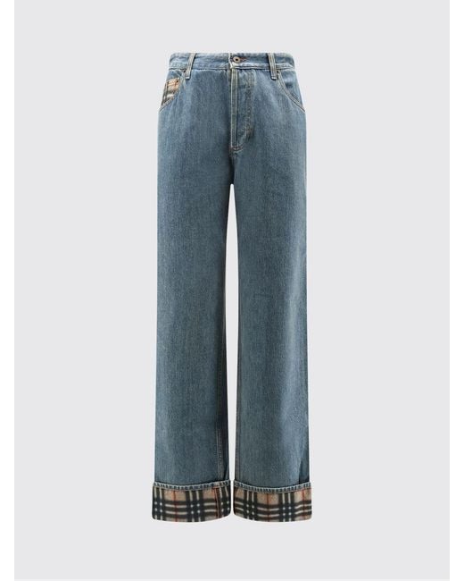 Burberry Blue Cotton Denim Wide Leg Jeans for men