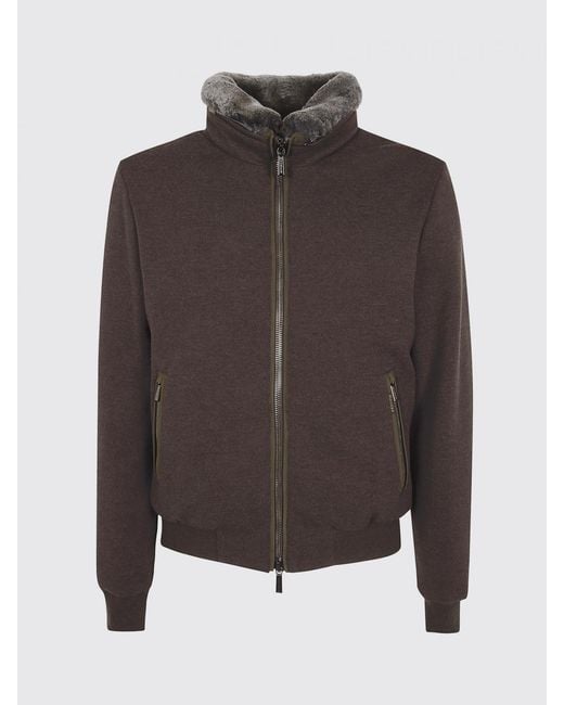 Moorer Gray Bellati Wool And Cashmere Bomber Jacket With Fur Collar for men