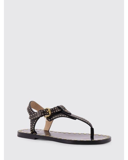 Isabel Marant White Joonya Leather Sandals With Micro Studs
