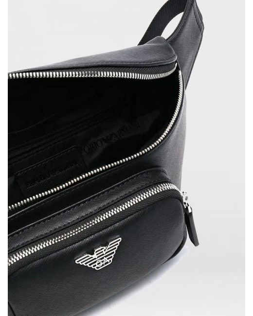 Emporio Armani Black Saffiano Synthetic Leather Belt Bag for men