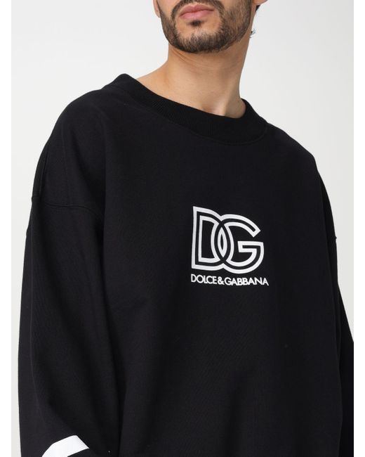 Felpa in cotone con logo di Dolce & Gabbana in Black da Uomo