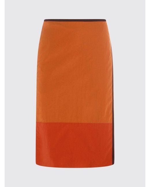 Saint Laurent Orange Polyamide Midi Skirt