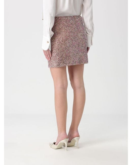 Self-Portrait Pink Mini Skirt With Embedded Rhinestones