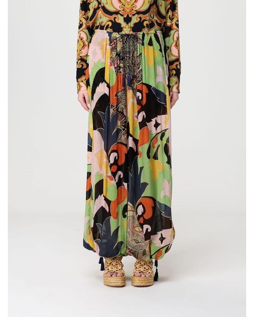 Etro Multicolor Printed Silk Wide Leg Trousers