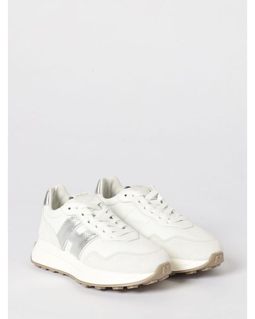 Hogan White H641 Suede And Nylon Sneakers