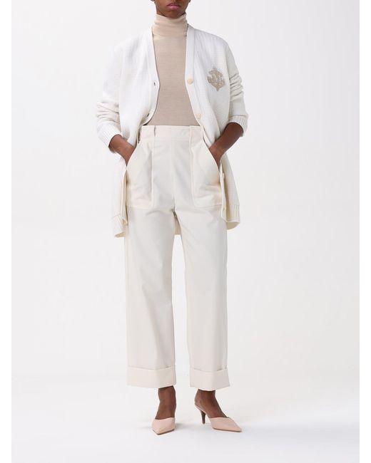 Max Mara White Wide Leg Culottes Cuffed Hems