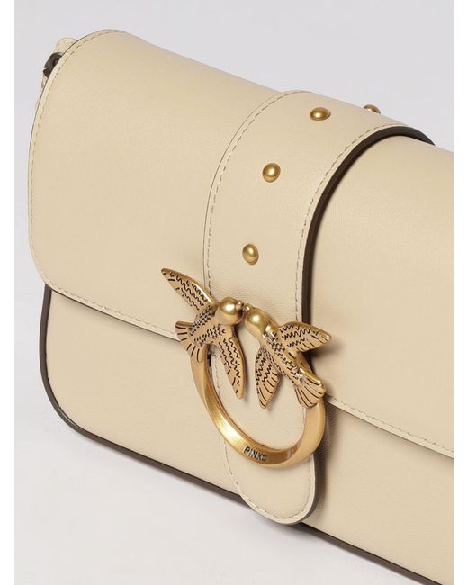 Pinko Natural Love One Slouchy Foldover Leather Bag