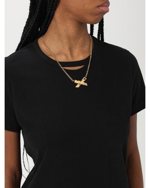 Elisabetta Franchi Black Keyhole Neck Short Sleeve Tee