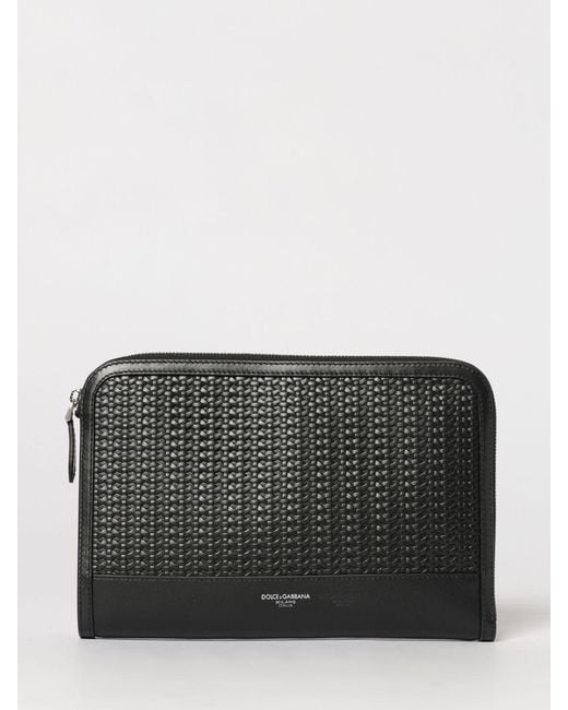 Dolce & Gabbana Black Dolce &Amp Gabbana Atene Plongé Calfskin Pouch for men