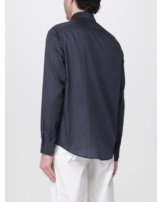 ARMANI EXCHANGE Blue Cotton Shirt With Logo Print for men