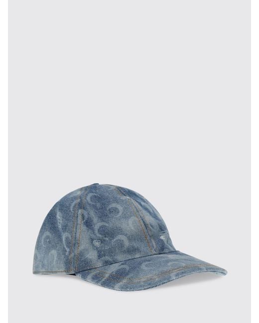 MARINE SERRE Blue Crescent Moon Print Cotton Denim Hat