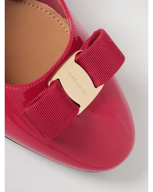 Ferragamo Pink Vara Patent Leather Slingbacks