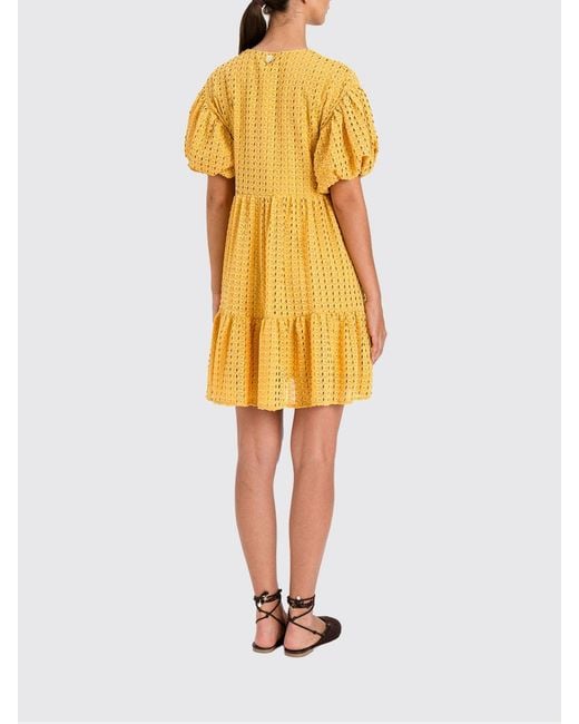 Twinset Yellow Sangallo Mini Dress