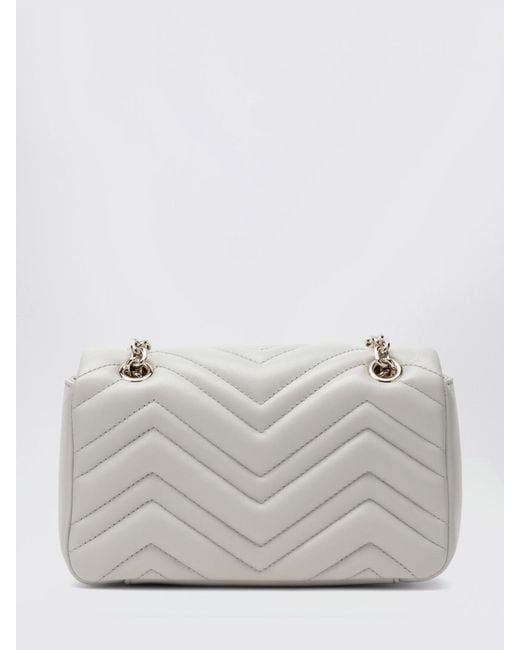 Gucci Gray Gg Marmont Chevron Quilted Nappa Bag