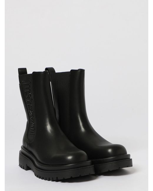 Just Cavalli Black Flat Ankle Boots