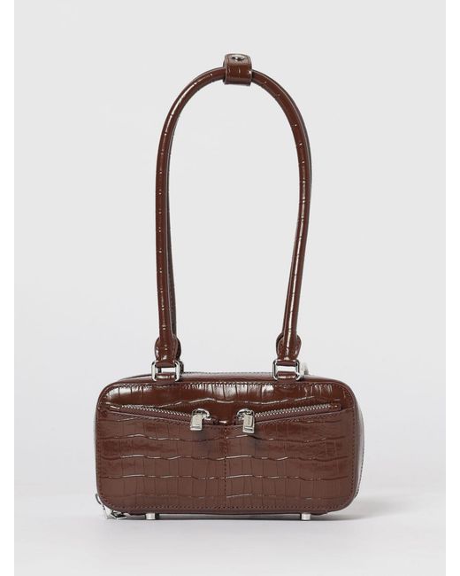 Self-Portrait Brown Mini Croc Leather Shoulder Bag