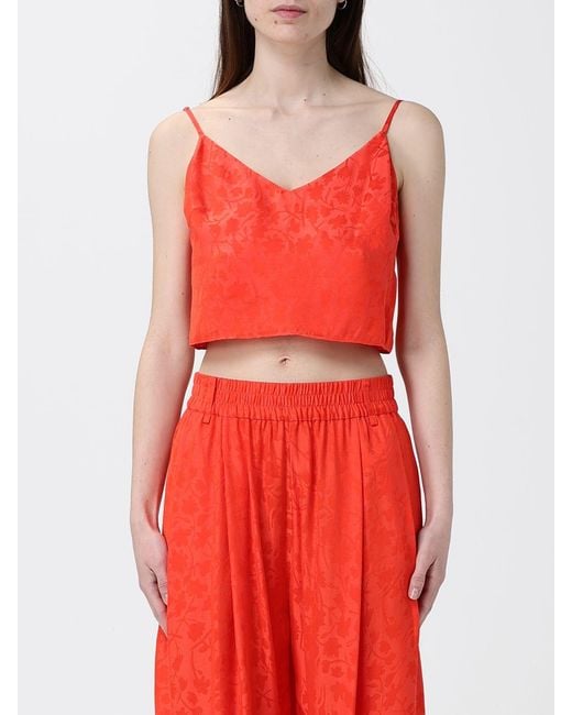 Pinko Red Alpago Viscose Blend Crop Top