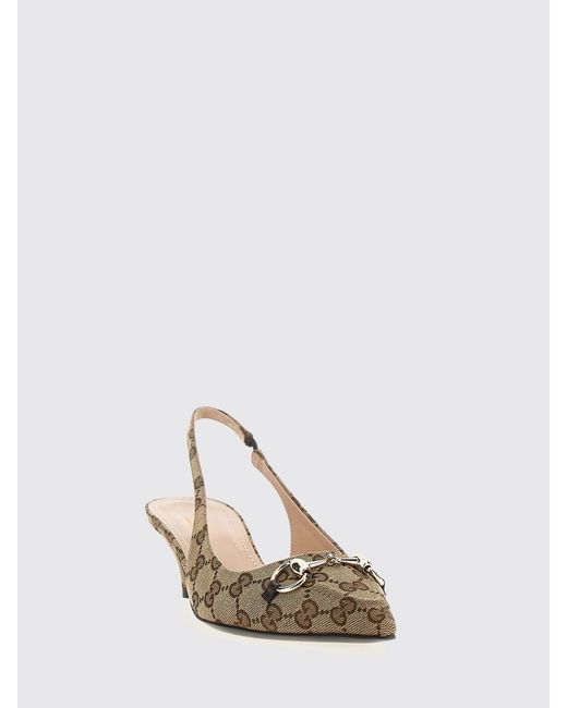 Gucci Natural Gg Jacquard Monogram Canvas Slingback
