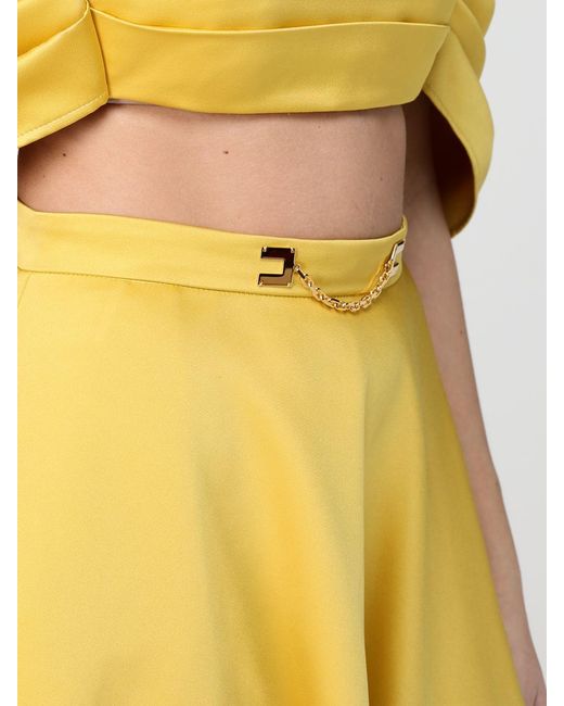 Elisabetta Franchi Yellow Satin Skirt