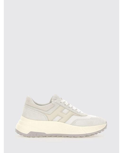 Hogan White H669 Suede And Mesh Sneakers