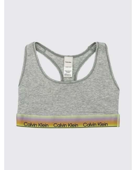 Calvin Klein Gray Cotton And Modal Blend Bralette With Racerback