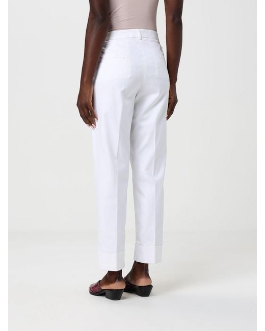 Mason's White Stretch Cotton Cropped Fit Trousers