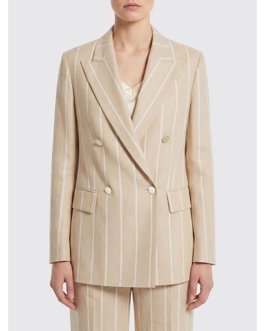 Eleventy Natural Striped Double-Breasted Blazer