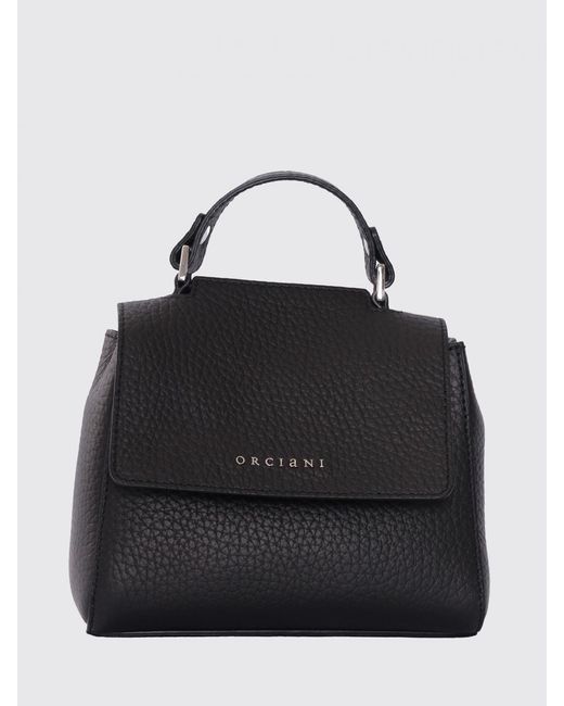 Orciani Black Sveva Soft Mini Hammered Leather Bag