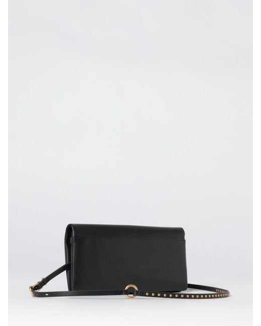 Pinko Gray Click Soft Horizontal Classic Leather Clutch