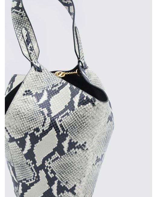 Khaite White Lotus Python Print Leather Bag