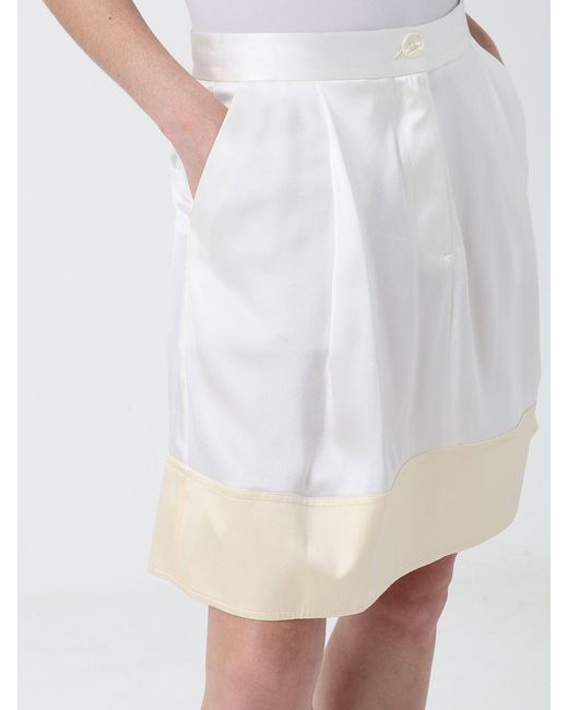 Totême White A-Line Satin Mini Skirt With Button Closure