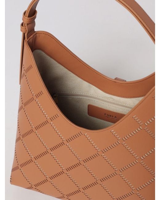 Furla Brown Goccia Perforated Leather Bag By