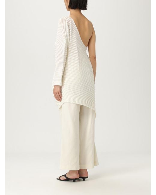 Issey Miyake Natural Pleated Oneshoulder Asymmetrical Top