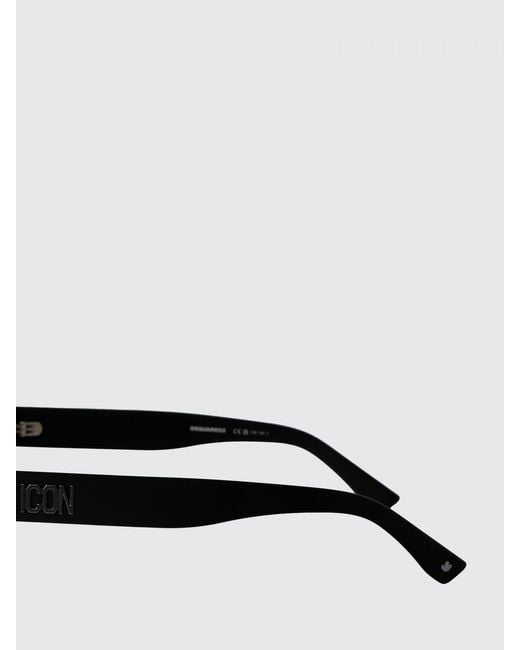 DSquared² Black Icon Rectangular Acetate Sunglasses With Applied Logo for men