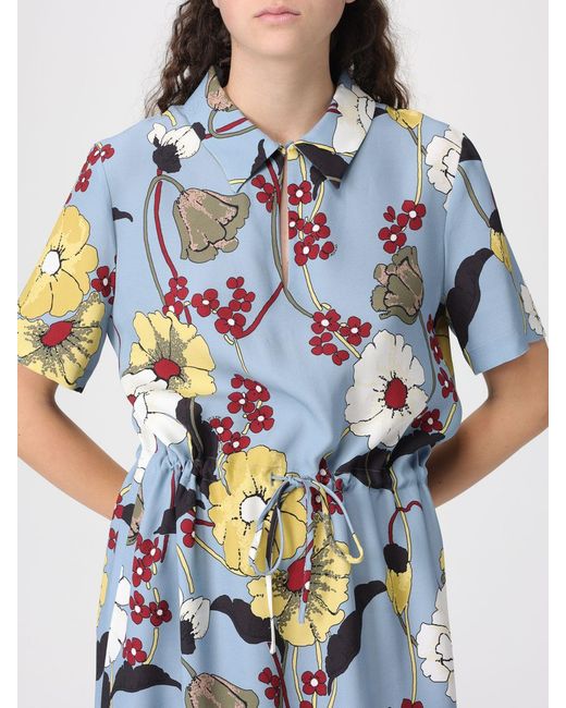 Marni Blue Floral Print Viscose Chemisier Dress